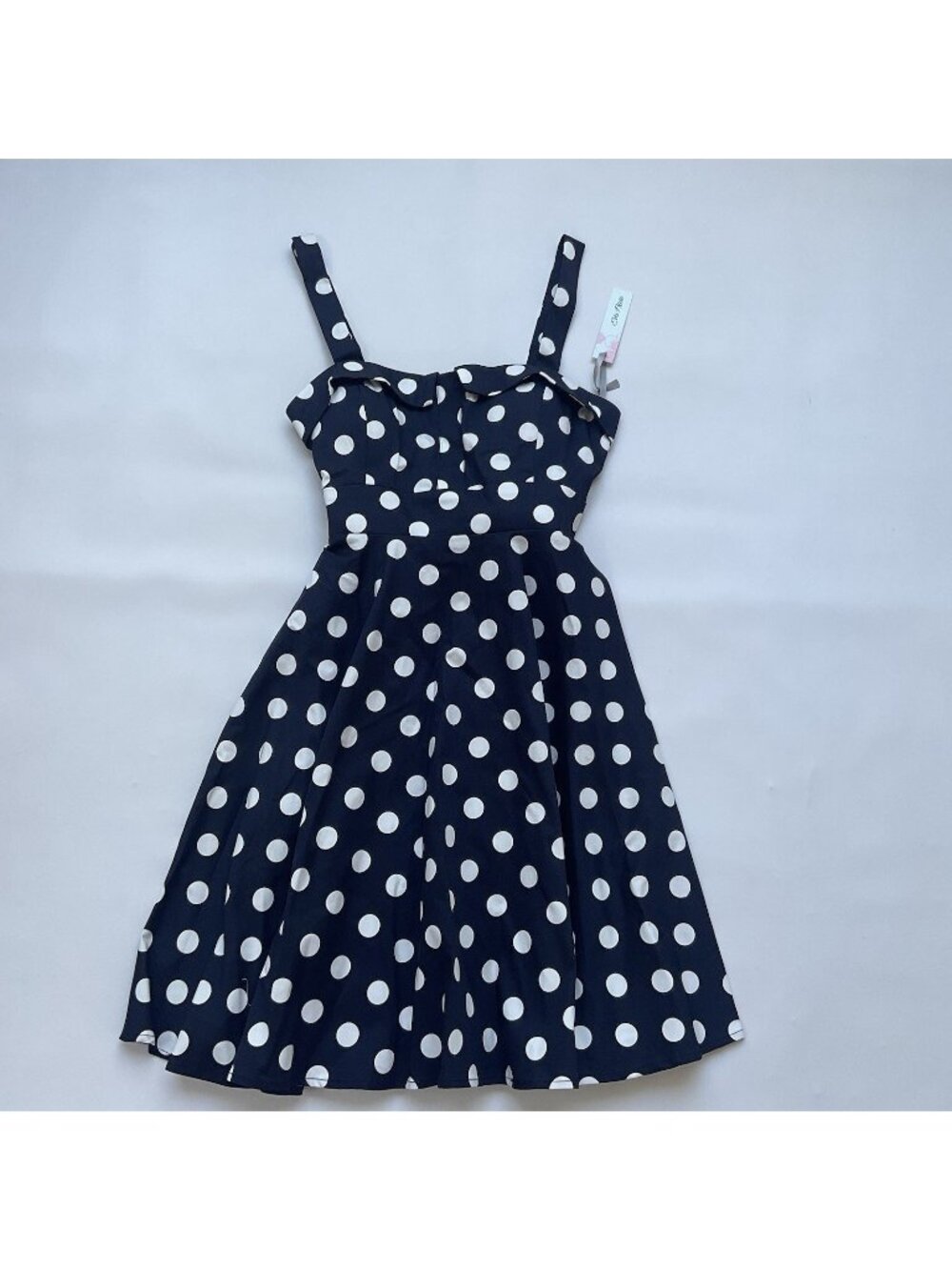 Eva Rose Women’s Retro Vintage Inspired Dress Dark Navy With White Dots Sz L